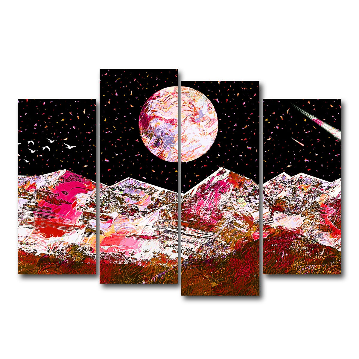 AUTO-MOCKUP WHITE | Abstract Red Moon | 4 Piece | Gallery Wrap Canvas | group=4_normal