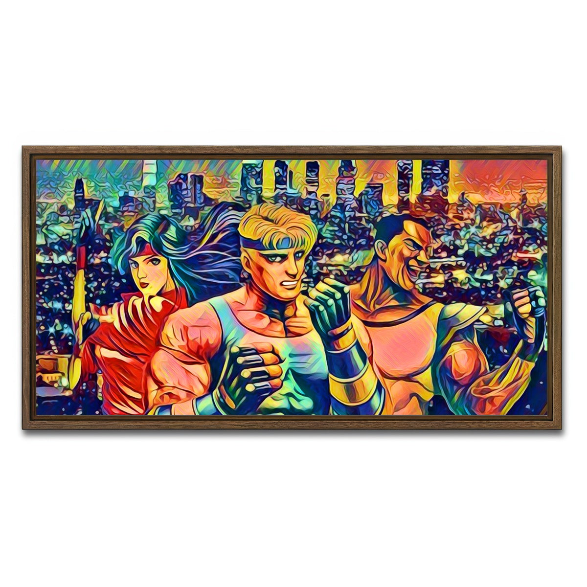 AUTO-MOCKUP WHITE | Abstract STREETS Of RAGE | 1 Piece | Walnut Framed Canvas | group=2x1
