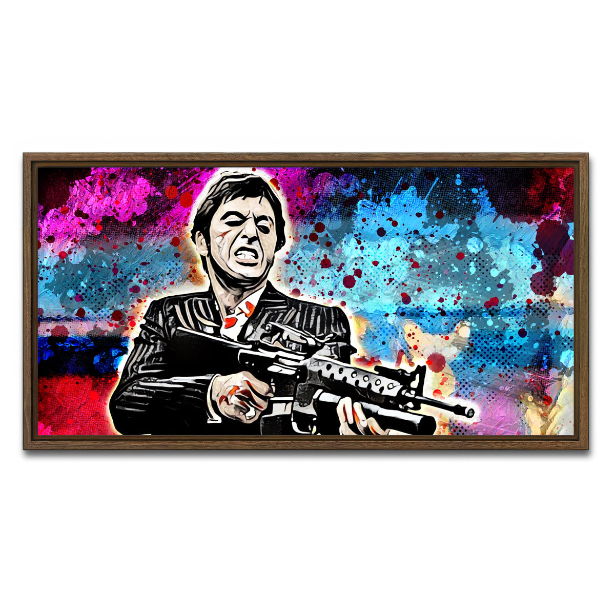 AUTO-MOCKUP WHITE | Abstract Scarface | 1 Piece | Walnut Framed Canvas | group=2x1