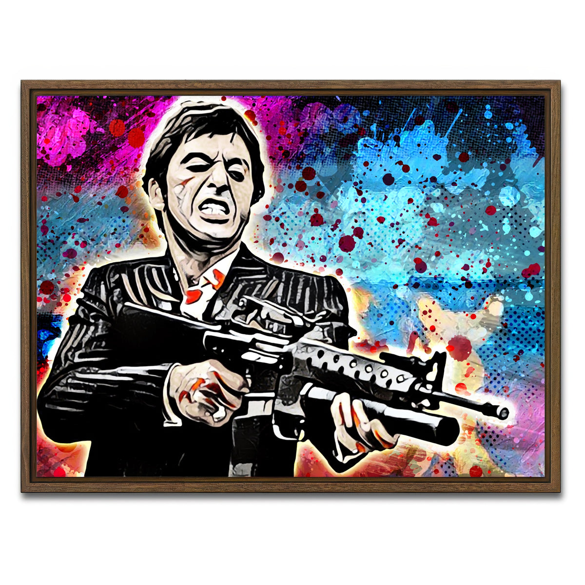 AUTO-MOCKUP WHITE | Abstract Scarface | 1 Piece | Walnut Framed Canvas | group=4x3