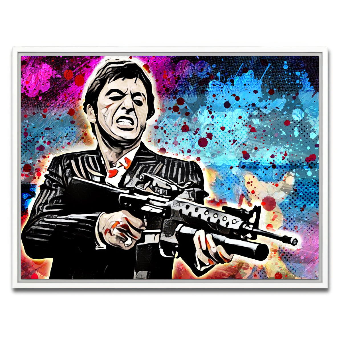 AUTO-MOCKUP WHITE | Abstract Scarface | 1 Piece | White Framed Canvas | group=4x3