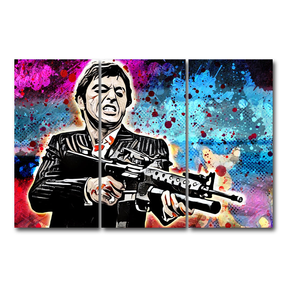 AUTO-MOCKUP WHITE | Abstract Scarface | 3 Piece | Gallery Wrap Canvas | group=12x24