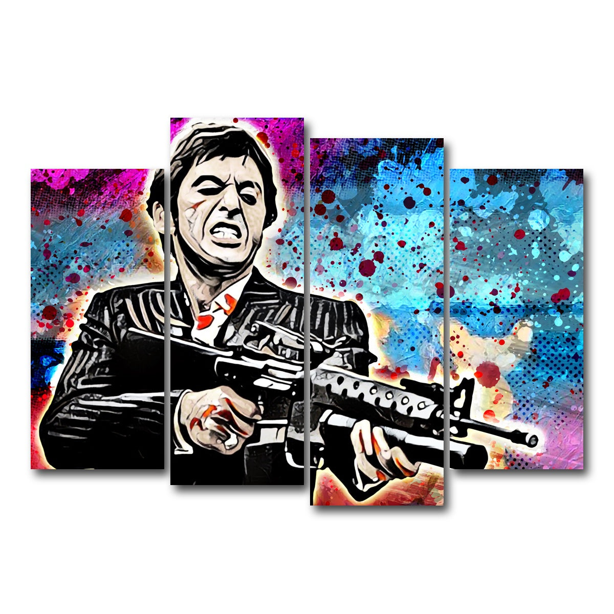 AUTO-MOCKUP WHITE | Abstract Scarface | 4 Piece | Gallery Wrap Canvas | group=4_normal