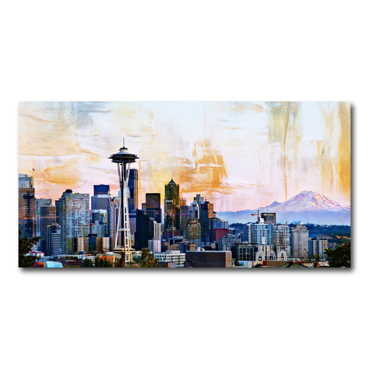 AUTO-MOCKUP WHITE | Abstract Seattle Skyline | 1 Piece | Gallery Wrap Canvas | group=2x1