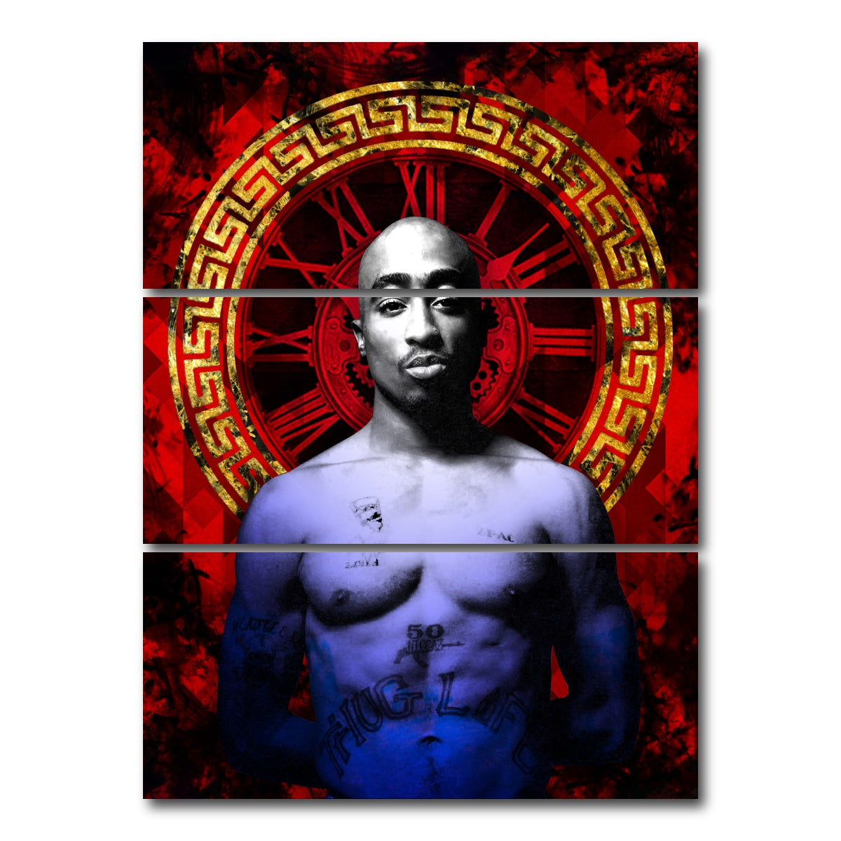 AUTO-MOCKUP WHITE | Abstract Tupac | 3 Piece | Gallery Wrap Canvas | group=8x18_stacked