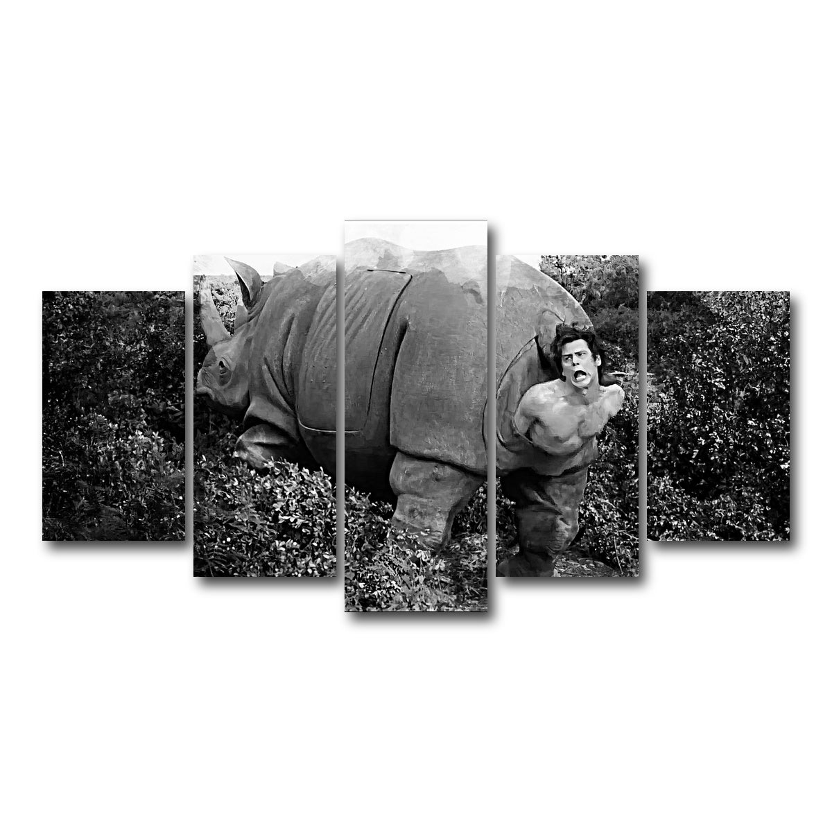 AUTO-MOCKUP WHITE | Ace Ventura Rhino Birth - Grayscale | 5 Piece | Gallery Wrap Canvas | group=5_normal