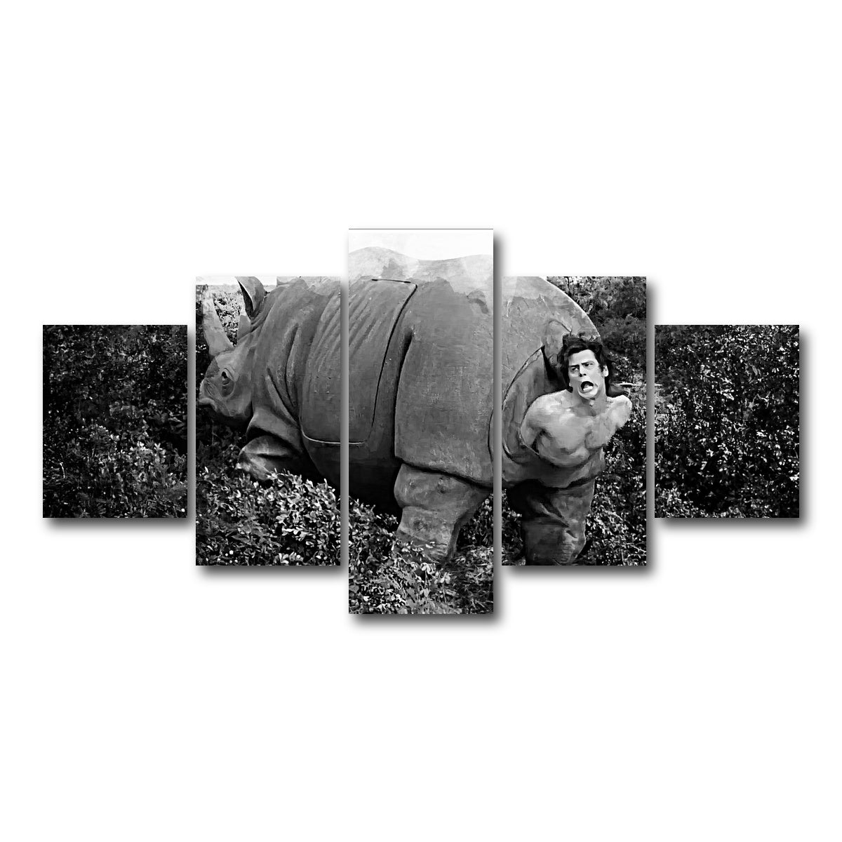 AUTO-MOCKUP WHITE | Ace Ventura Rhino Birth - Grayscale | 5 Piece | Gallery Wrap Canvas | group=5_short