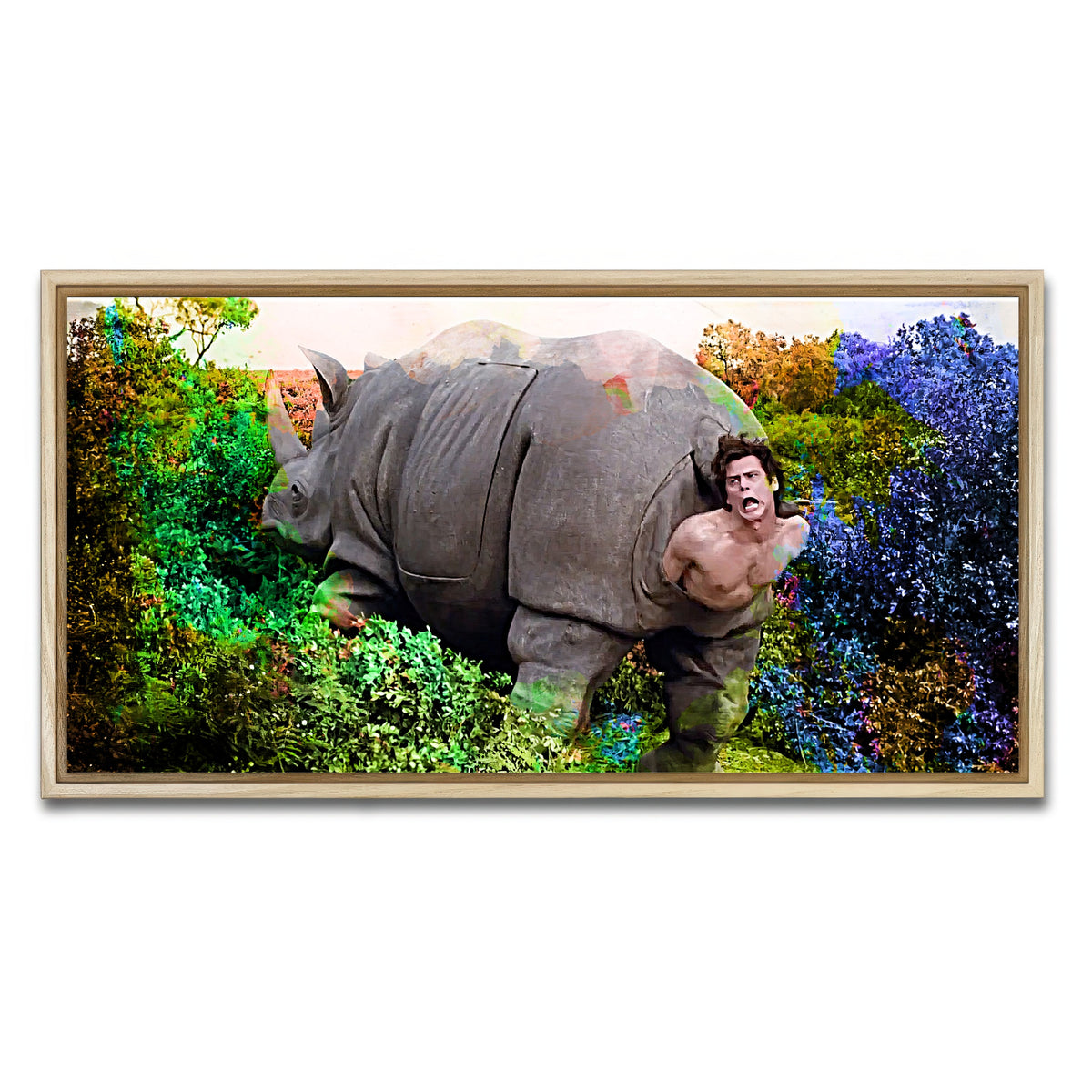 AUTO-MOCKUP WHITE | Ace Ventura Rhino Birth | 1 Piece | Natural Framed Canvas | group=2x1