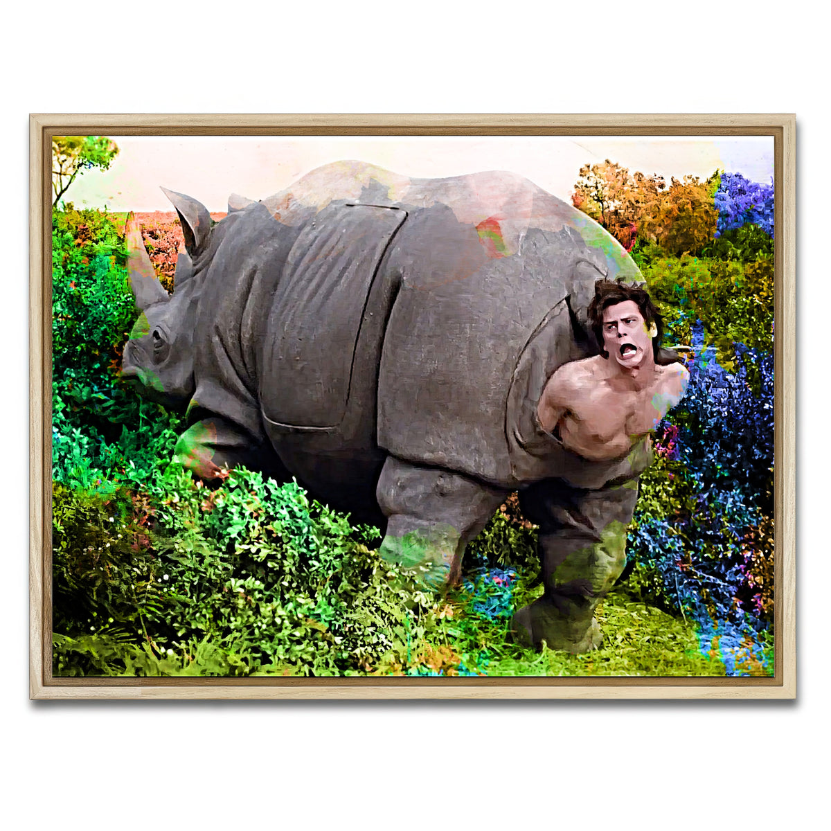 AUTO-MOCKUP WHITE | Ace Ventura Rhino Birth | 1 Piece | Natural Framed Canvas | group=4x3