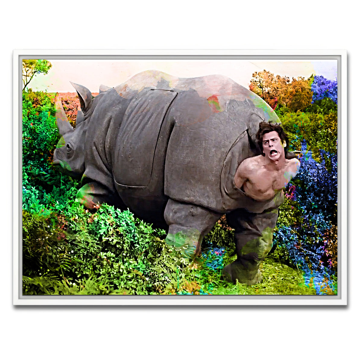 AUTO-MOCKUP WHITE | Ace Ventura Rhino Birth | 1 Piece | White Framed Canvas | group=4x3