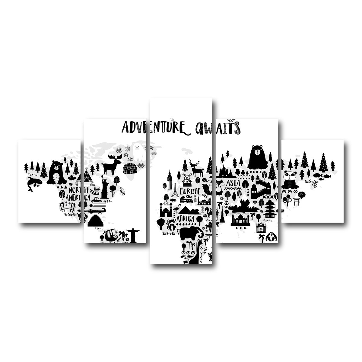 AUTO-MOCKUP WHITE | Adventure | 5 Piece | Gallery Wrap Canvas | group=5_short