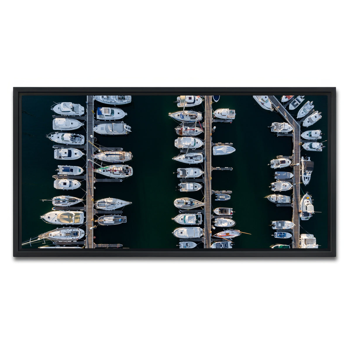 AUTO-MOCKUP WHITE | Aerial Marina | 1 Piece | Black Framed Canvas | group=2x1