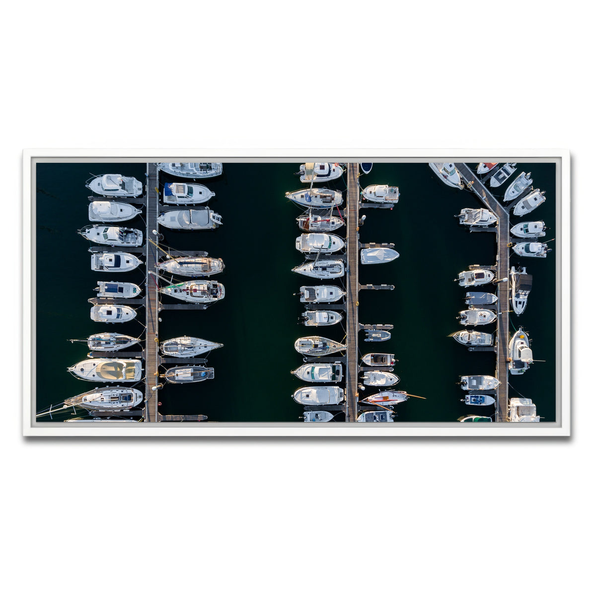 AUTO-MOCKUP WHITE | Aerial Marina | 1 Piece | White Framed Canvas | group=2x1