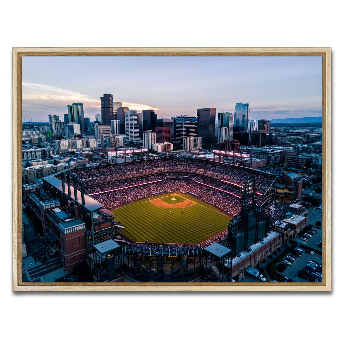 AUTO-MOCKUP WHITE | Aerial of Coors Field | 1 Piece | Natural Framed Canvas | group=4x3