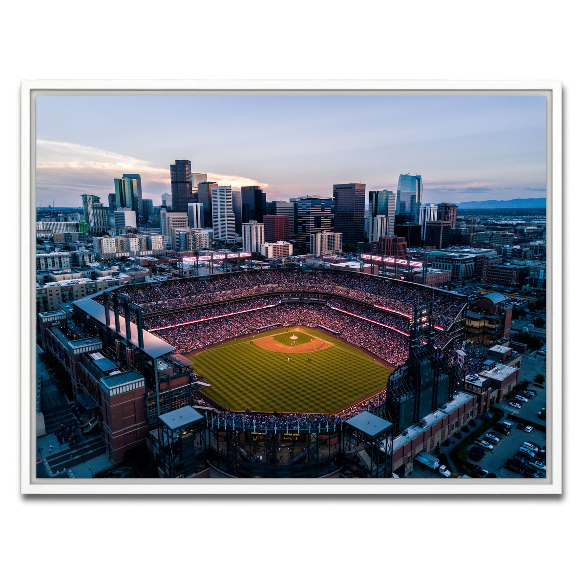 AUTO-MOCKUP WHITE | Aerial of Coors Field | 1 Piece | White Framed Canvas | group=4x3