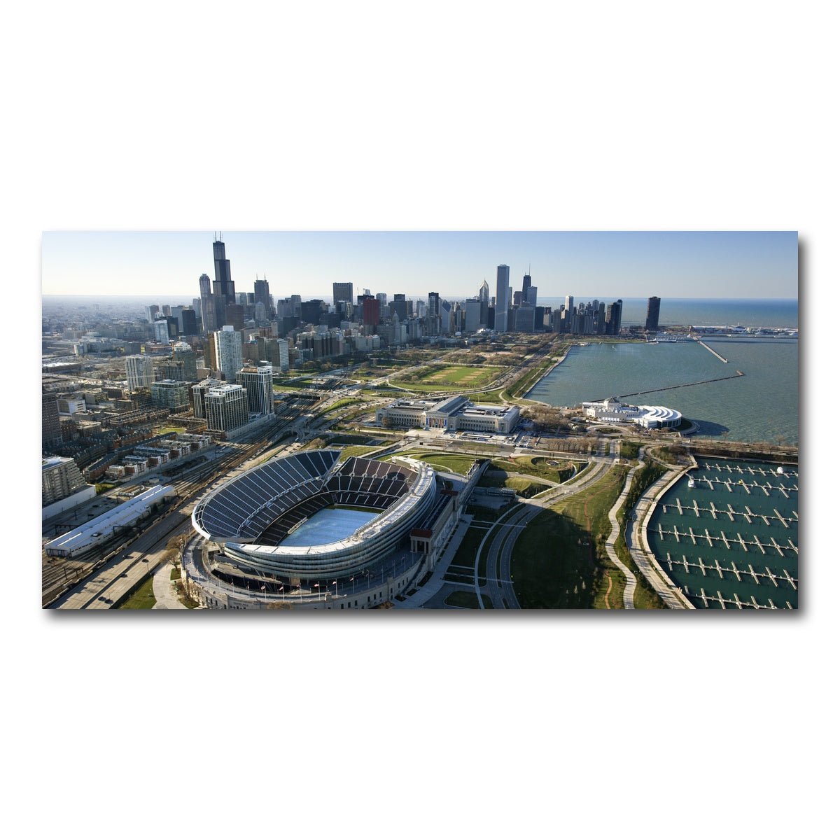 AUTO-MOCKUP WHITE | Aerial view of Chicago - Soldier Field | 1 Piece | Gallery Wrap Canvas | group=2x1