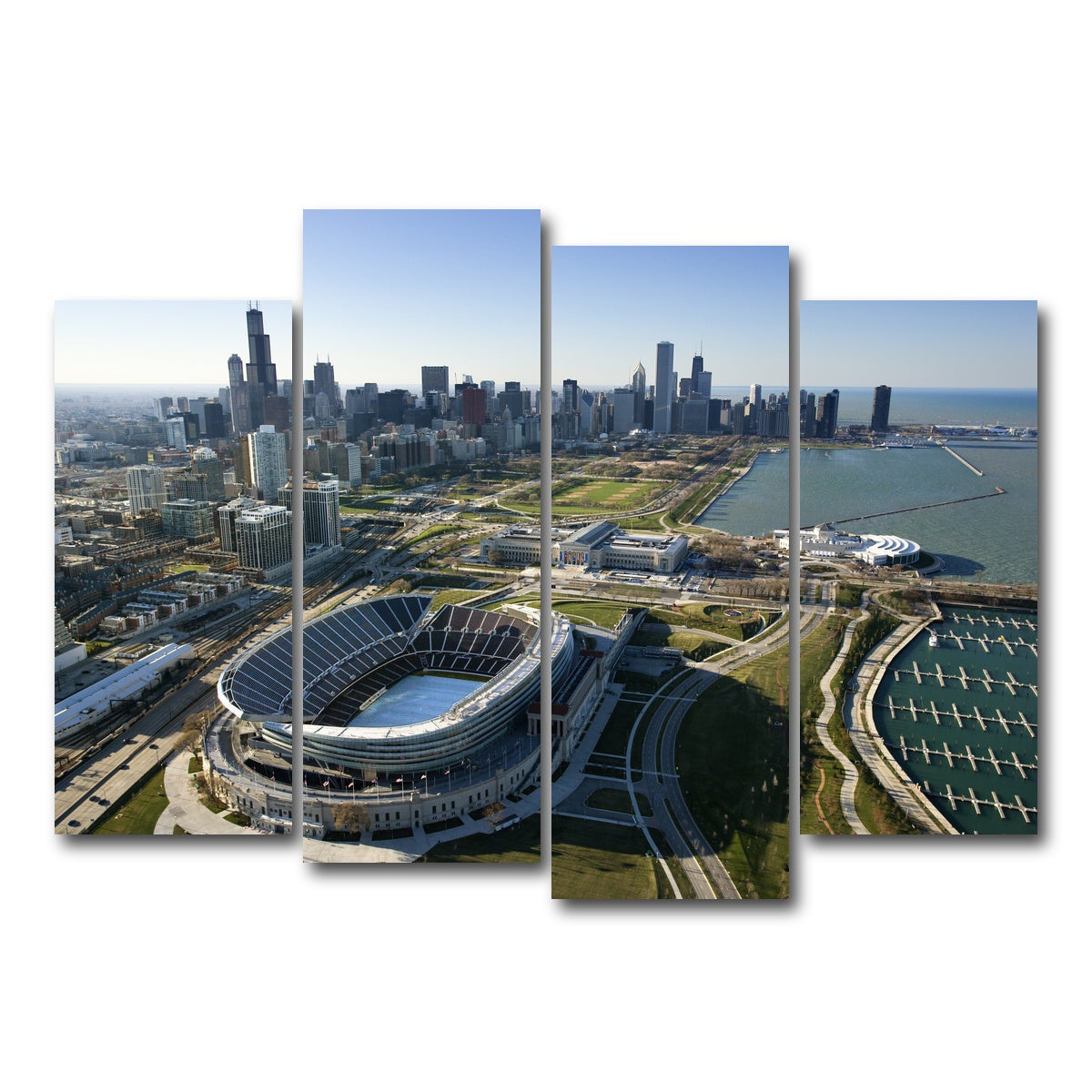 AUTO-MOCKUP WHITE | Aerial view of Chicago - Soldier Field | 4 Piece | Gallery Wrap Canvas | group=4_normal