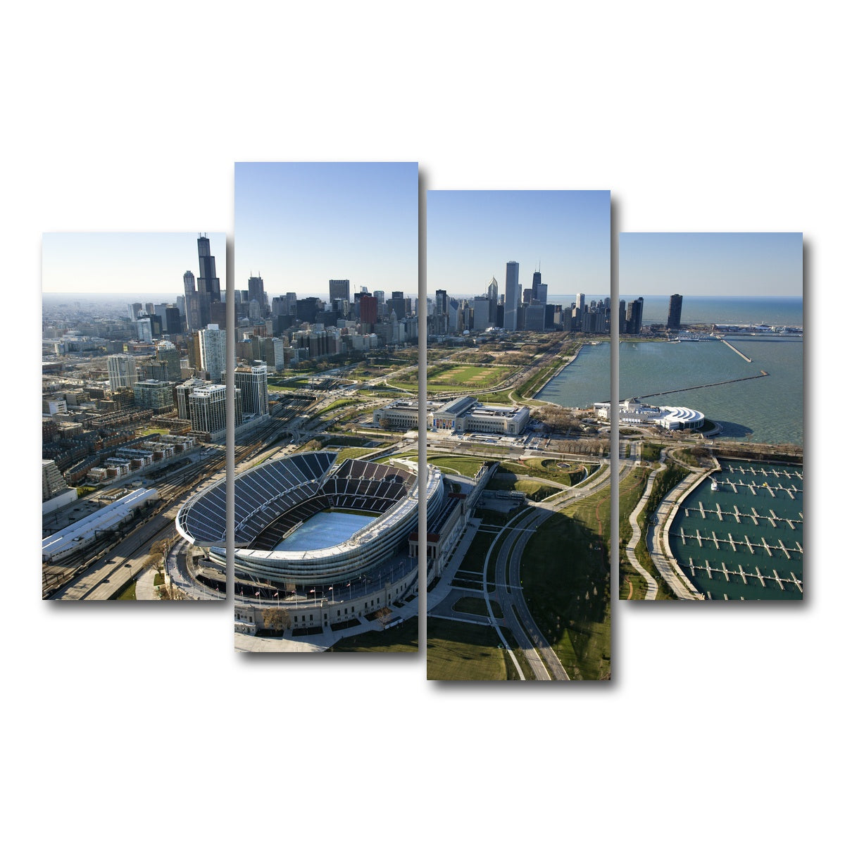 AUTO-MOCKUP WHITE | Aerial view of Chicago - Soldier Field | 4 Piece | Gallery Wrap Canvas | group=4_short