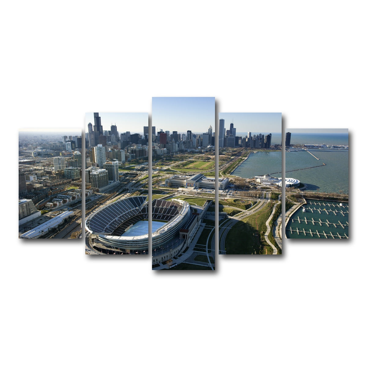 AUTO-MOCKUP WHITE | Aerial view of Chicago - Soldier Field | 5 Piece | Gallery Wrap Canvas | group=5_normal