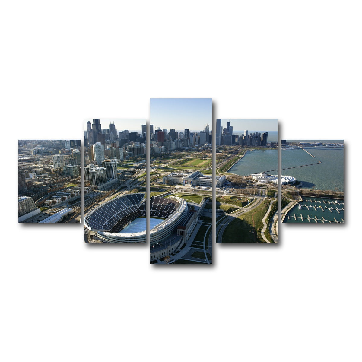 AUTO-MOCKUP WHITE | Aerial view of Chicago - Soldier Field | 5 Piece | Gallery Wrap Canvas | group=5_short