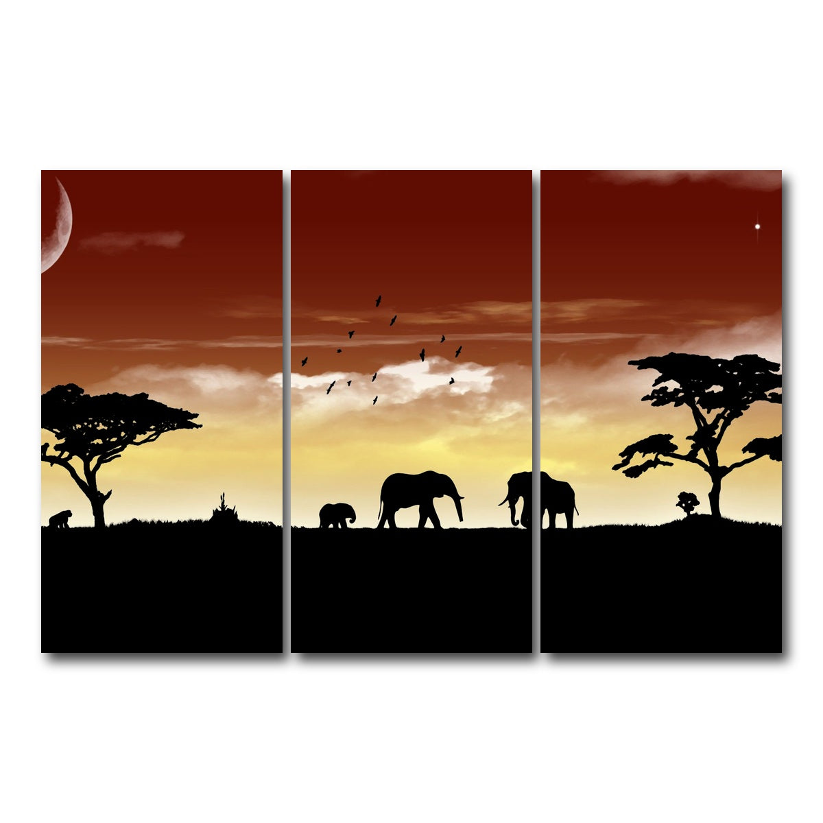 AUTO-MOCKUP WHITE | African Sunset | 3 Piece | Gallery Wrap Canvas | group=12x24