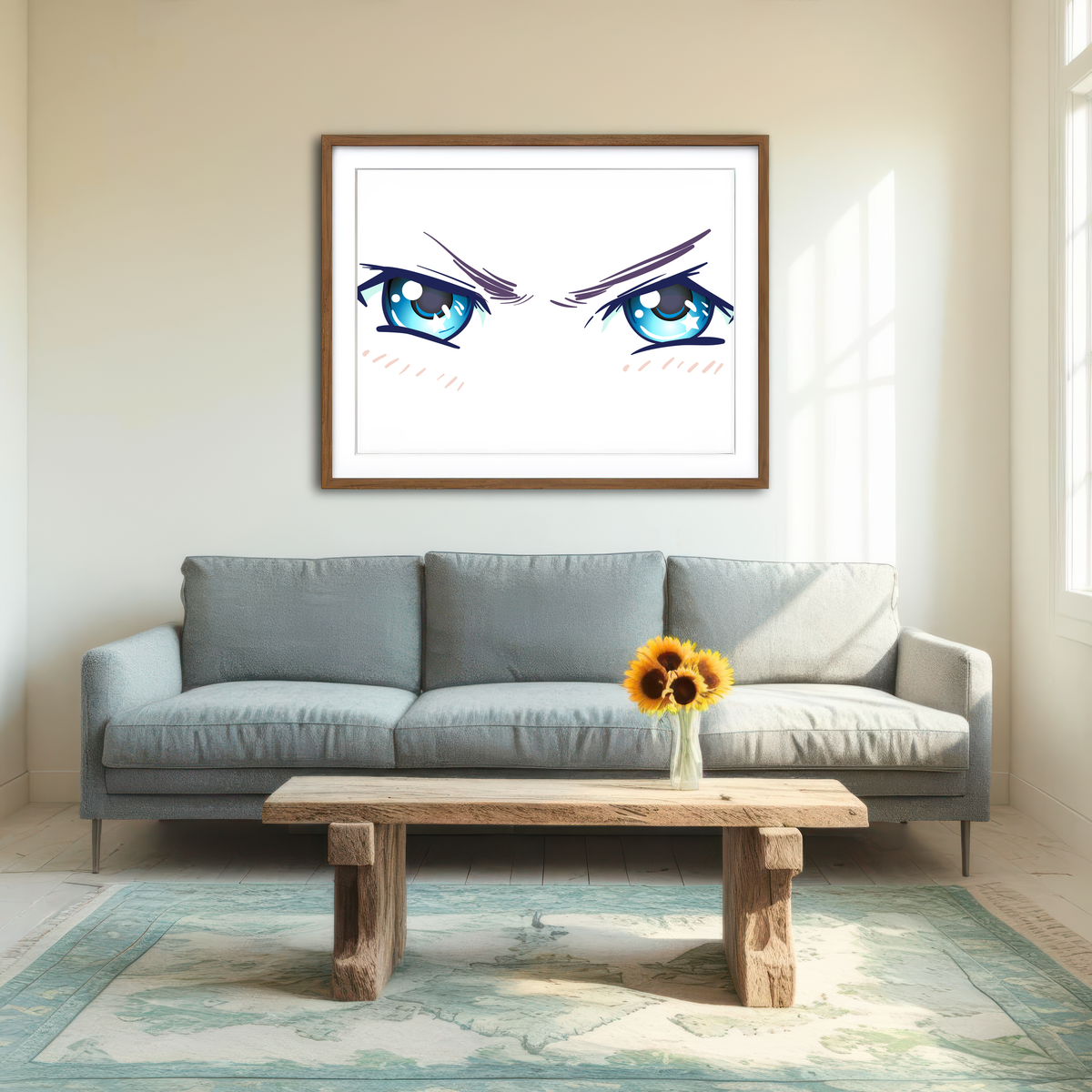 AUTO-MOCKUP ROOM | Aggressive Anime Eyes Wall Art