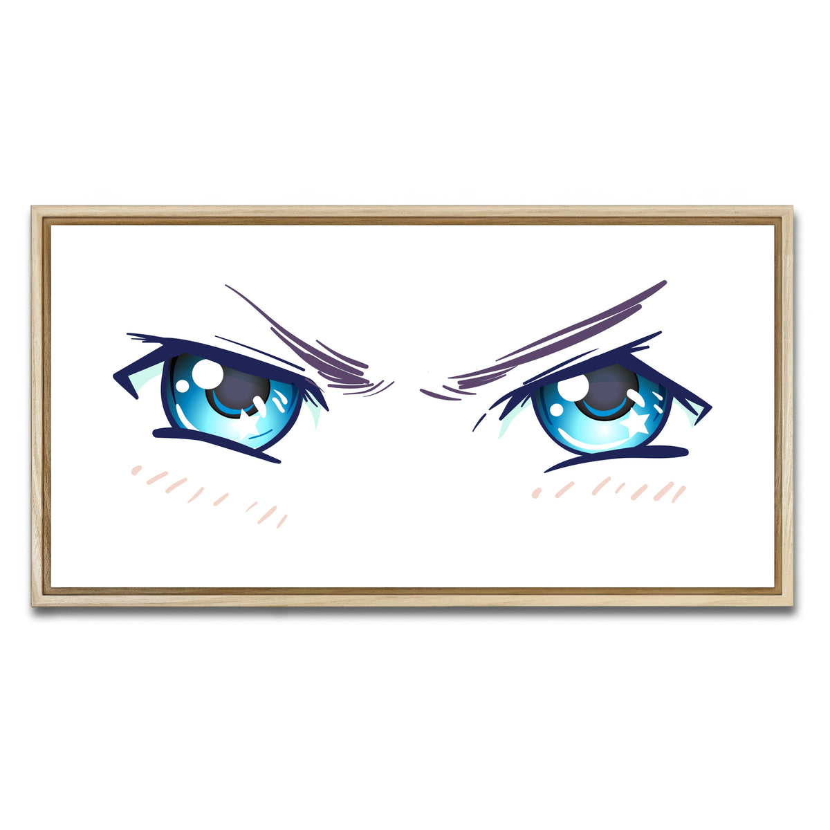 AUTO-MOCKUP WHITE | Aggressive Anime Eyes | 1 Piece | Natural Framed Canvas | group=2x1