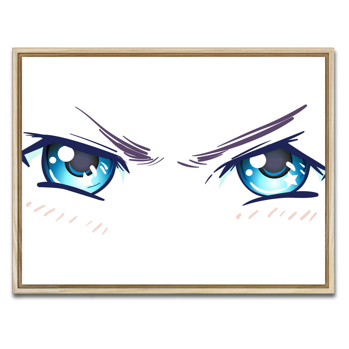 AUTO-MOCKUP WHITE | Aggressive Anime Eyes | 1 Piece | Natural Framed Canvas | group=4x3