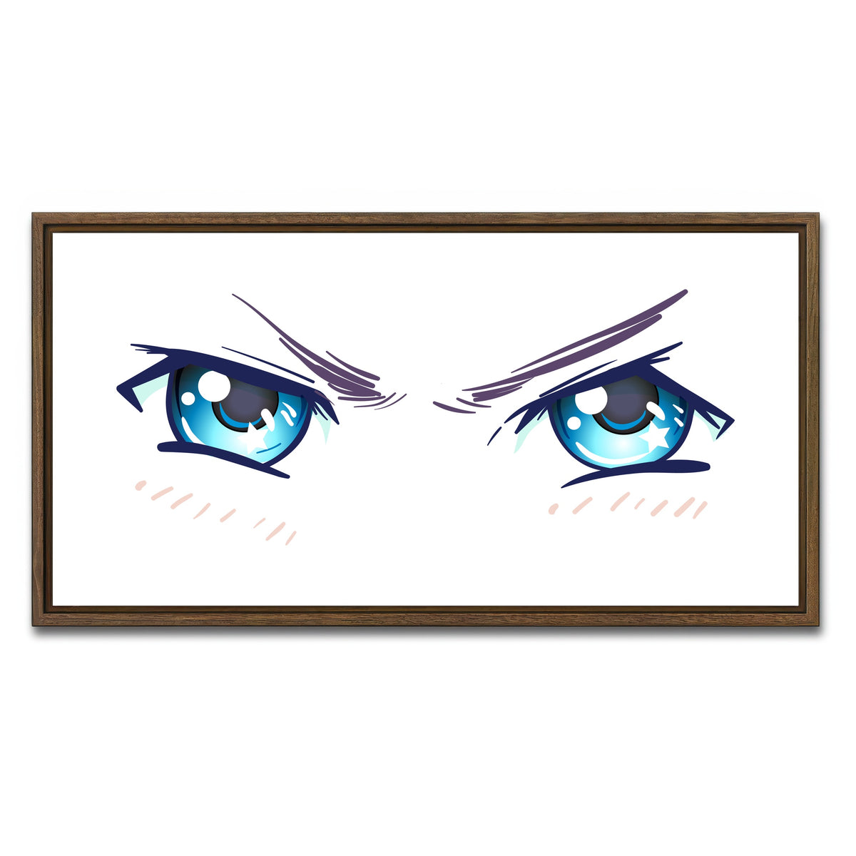 AUTO-MOCKUP WHITE | Aggressive Anime Eyes | 1 Piece | Walnut Framed Canvas | group=2x1