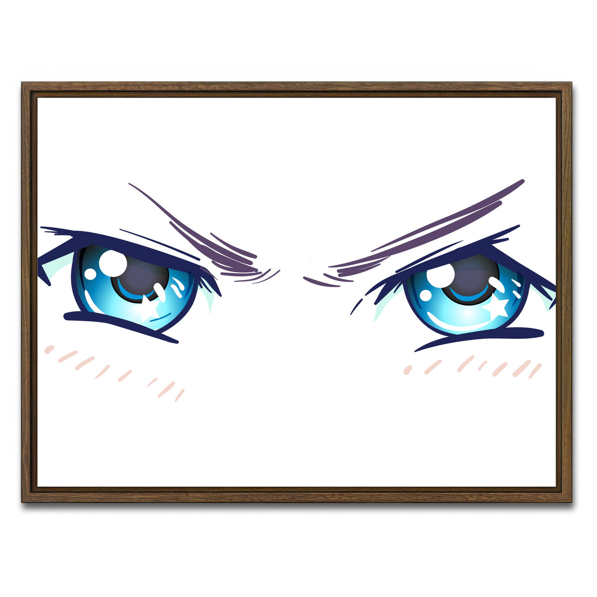 AUTO-MOCKUP WHITE | Aggressive Anime Eyes | 1 Piece | Walnut Framed Canvas | group=4x3