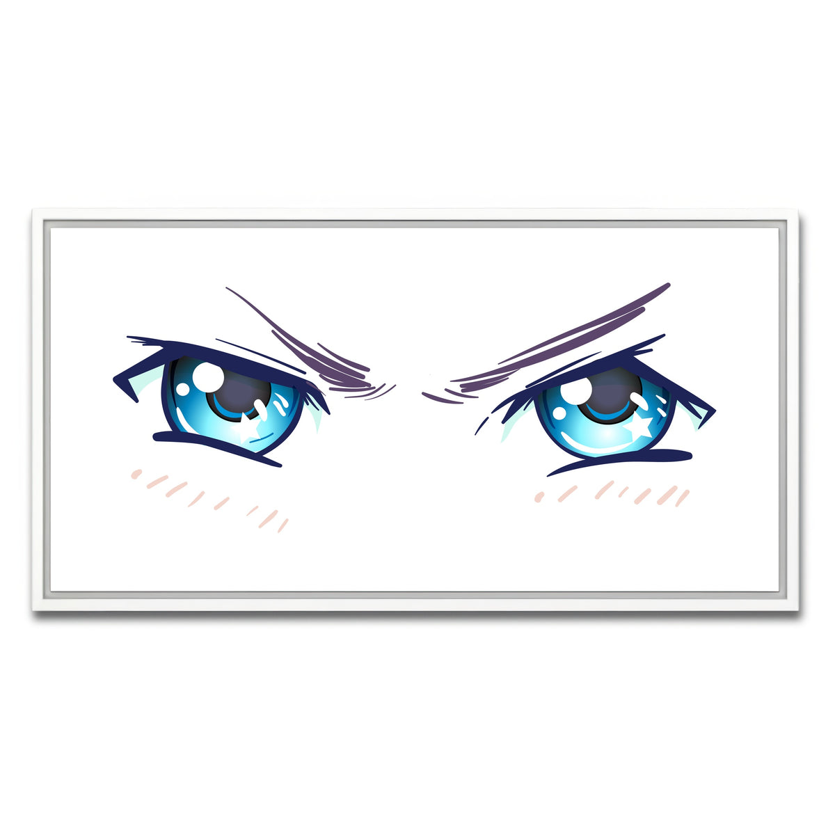 AUTO-MOCKUP WHITE | Aggressive Anime Eyes | 1 Piece | White Framed Canvas | group=2x1