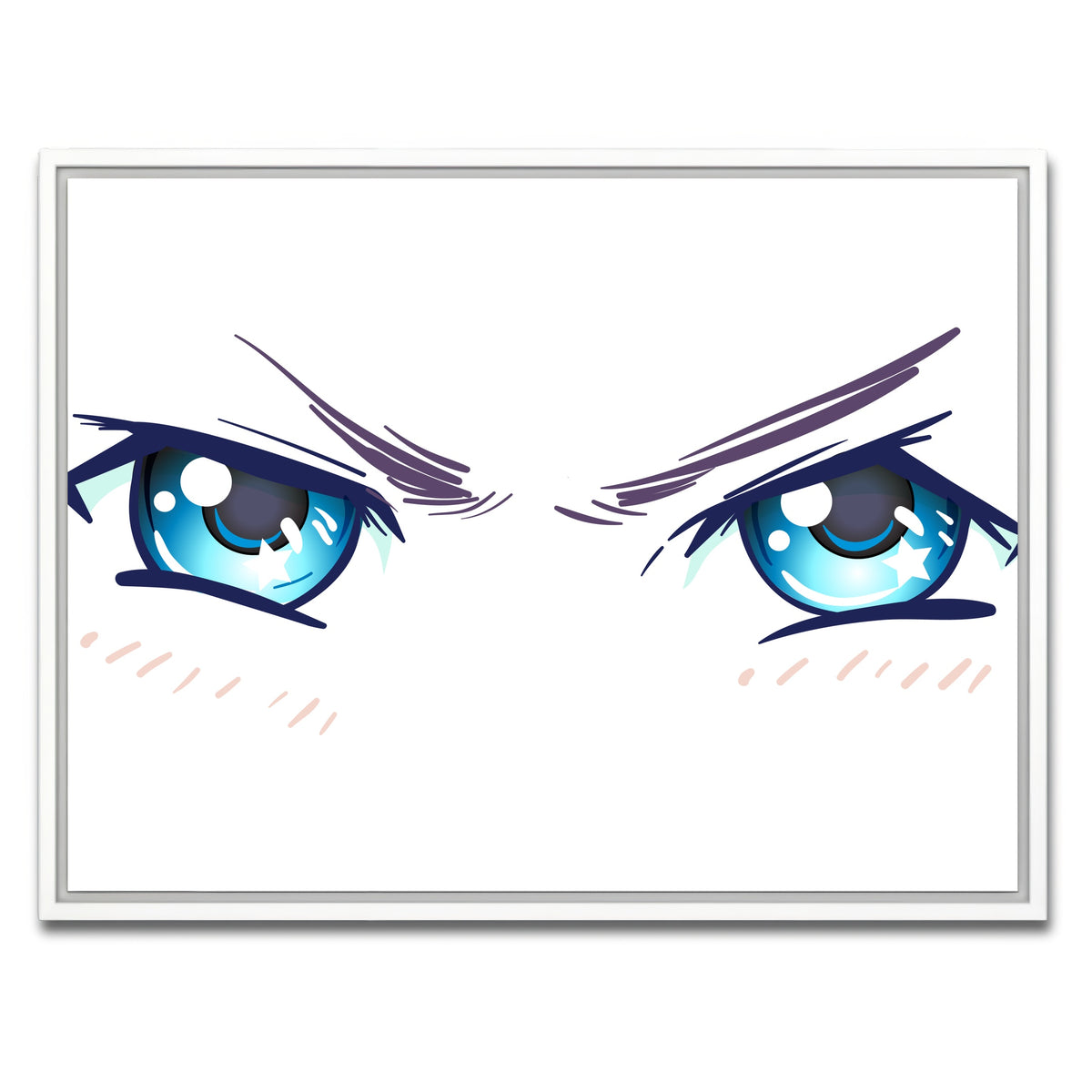 AUTO-MOCKUP WHITE | Aggressive Anime Eyes | 1 Piece | White Framed Canvas | group=4x3