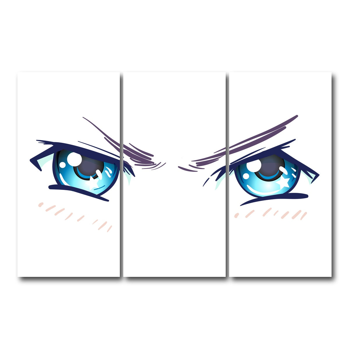 AUTO-MOCKUP WHITE | Aggressive Anime Eyes | 3 Piece | Gallery Wrap Canvas | group=12x24
