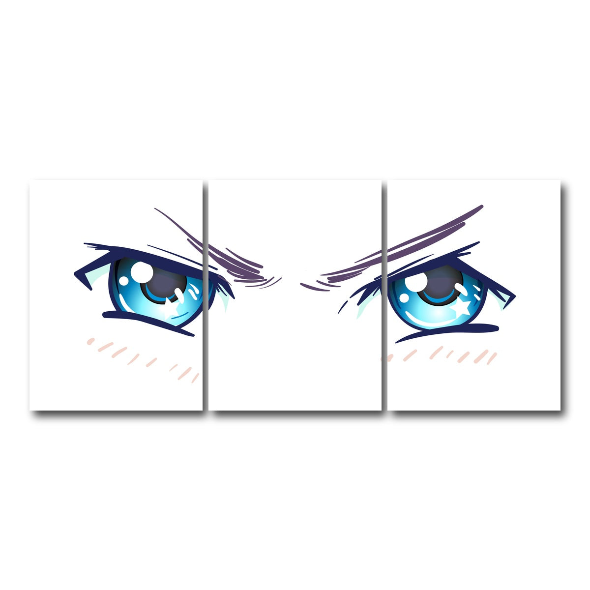AUTO-MOCKUP WHITE | Aggressive Anime Eyes | 3 Piece | Gallery Wrap Canvas | group=18x24