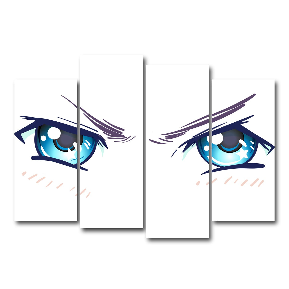 AUTO-MOCKUP WHITE | Aggressive Anime Eyes | 4 Piece | Gallery Wrap Canvas | group=4_normal