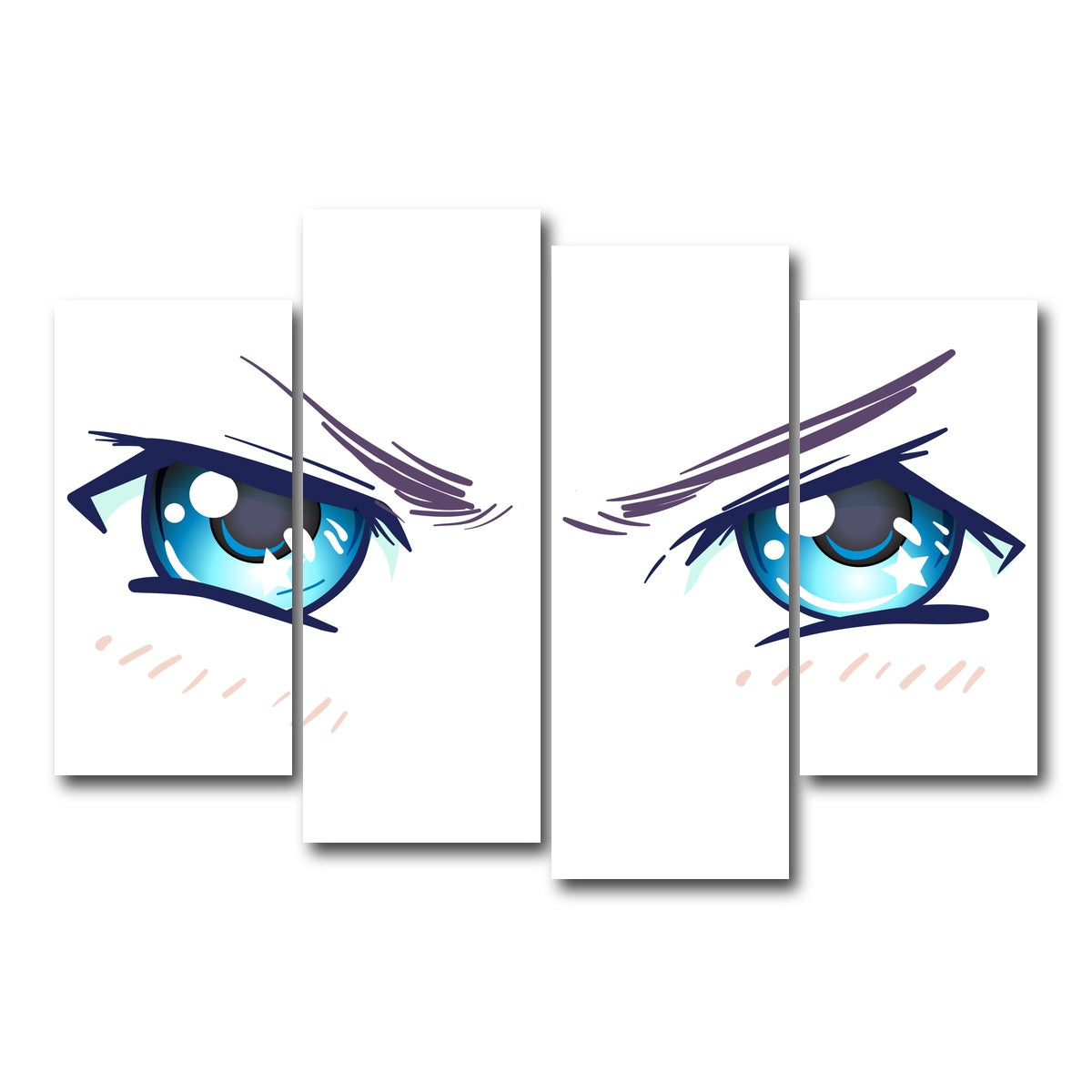 AUTO-MOCKUP WHITE | Aggressive Anime Eyes | 4 Piece | Gallery Wrap Canvas | group=4_short
