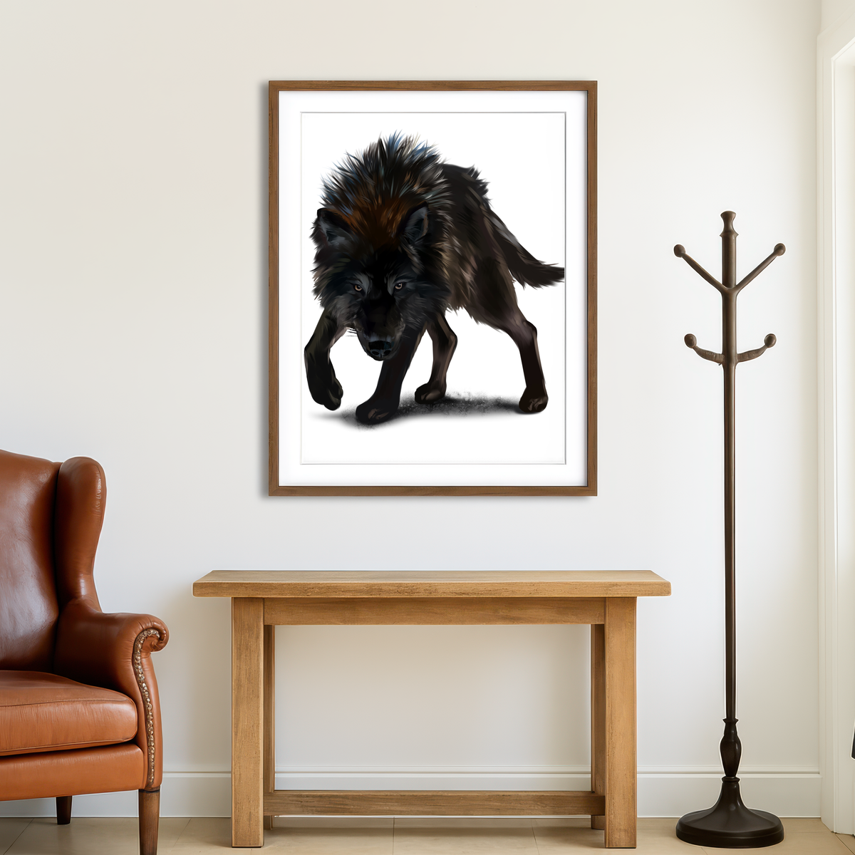 AUTO-MOCKUP ROOM | Aggressive Black Wolf Wall Art