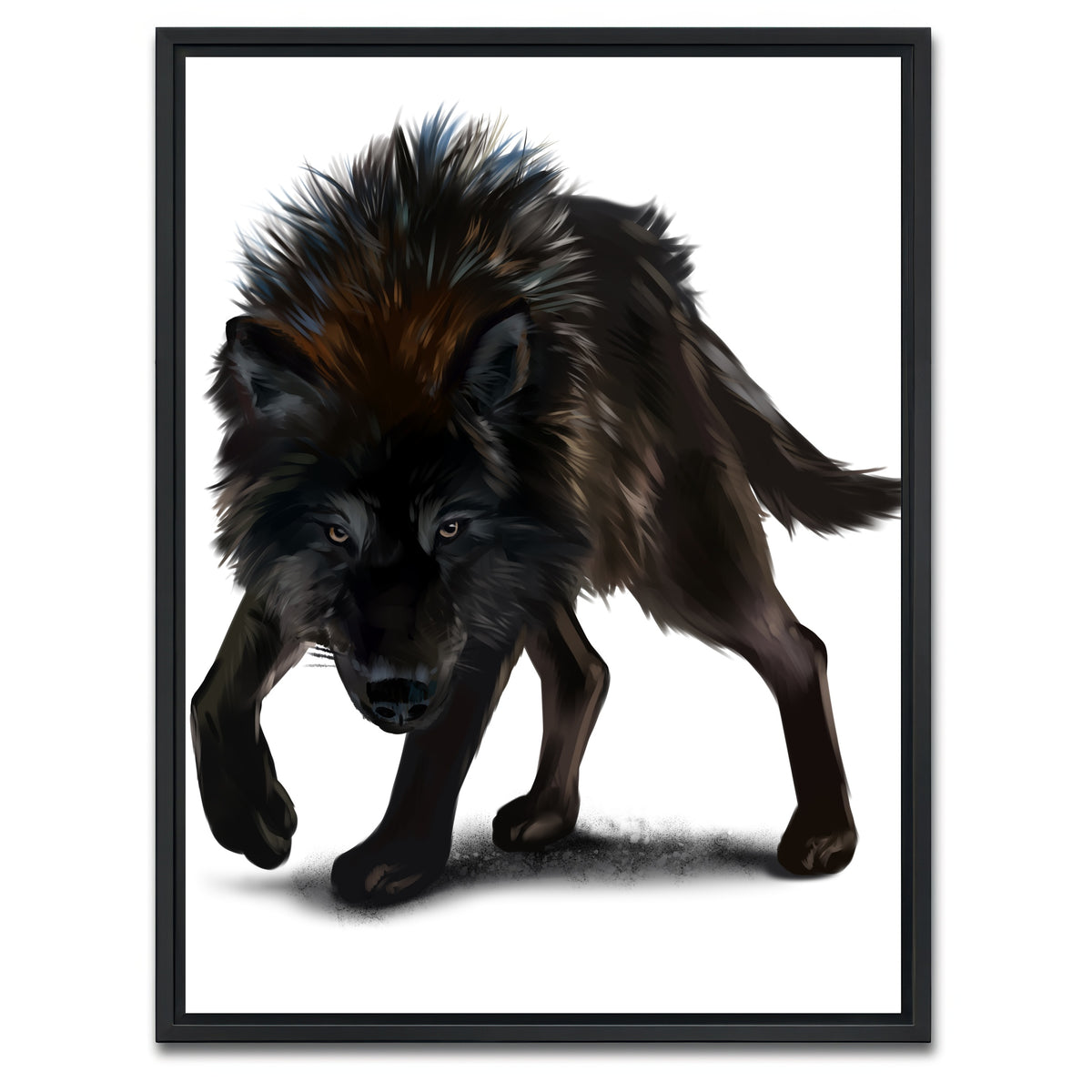 AUTO-MOCKUP WHITE | Aggressive black wolf | 1 Piece | Black Framed Canvas | group=3x4