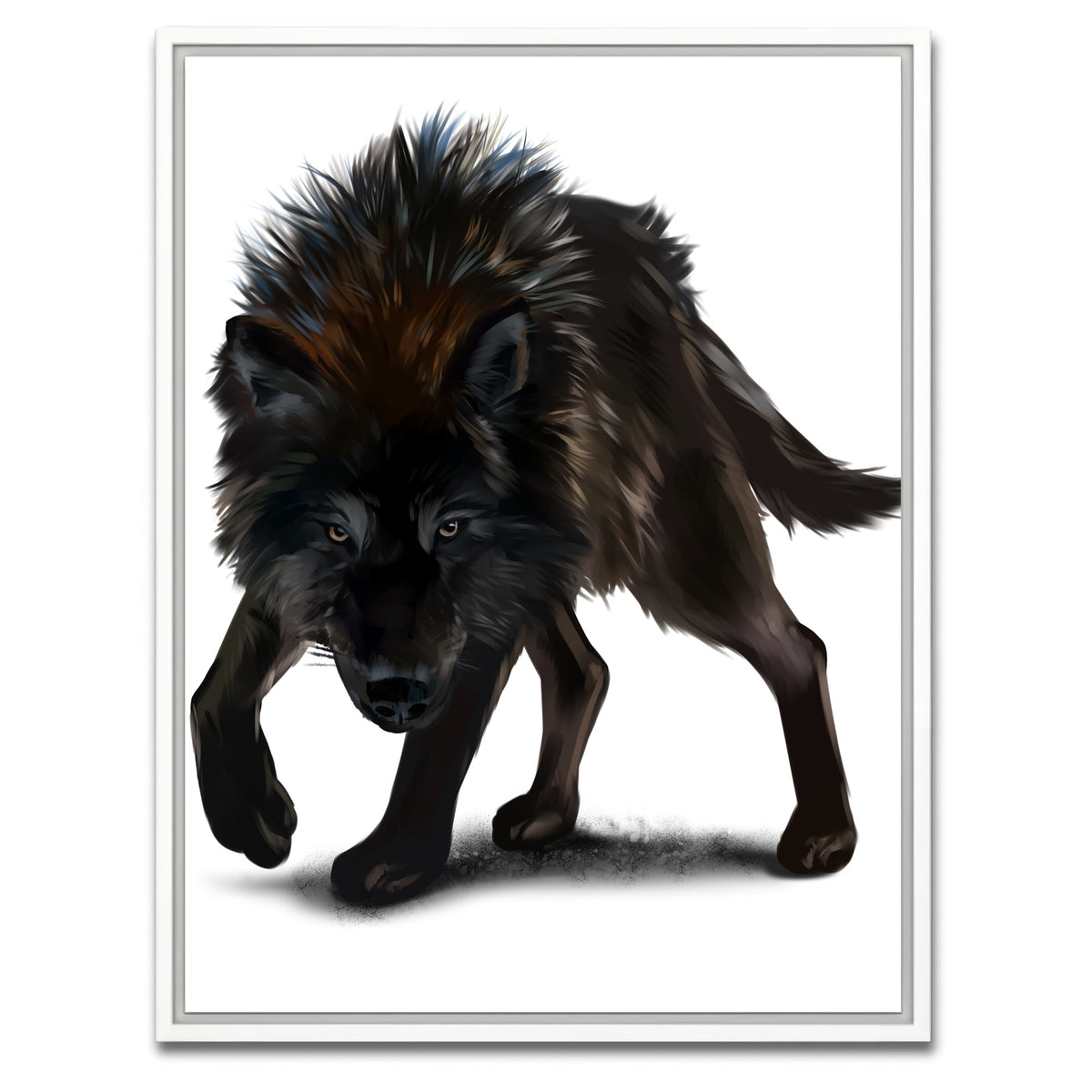 AUTO-MOCKUP WHITE | Aggressive black wolf | 1 Piece | White Framed Canvas | group=3x4