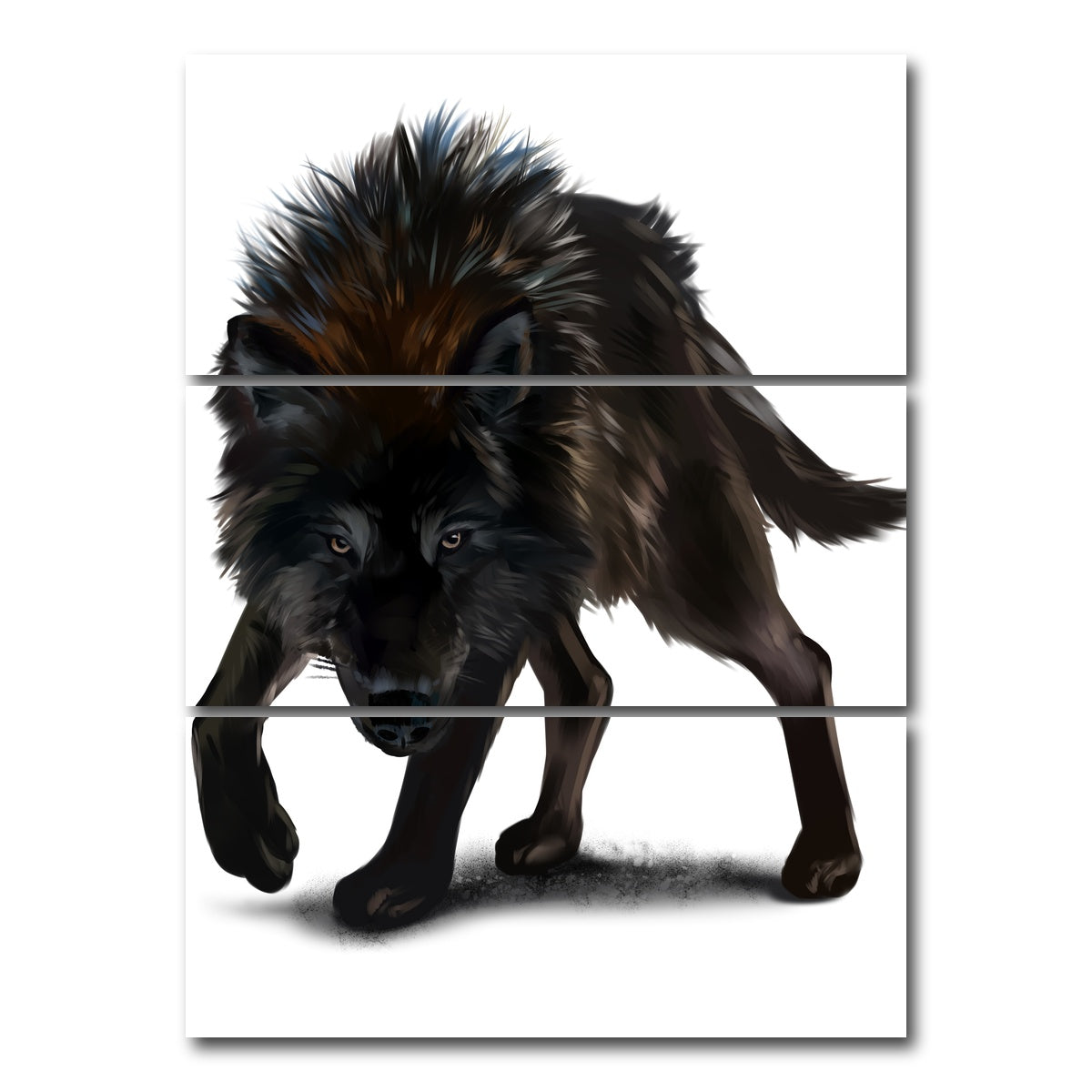 AUTO-MOCKUP WHITE | Aggressive black wolf | 3 Piece | Gallery Wrap Canvas | group=8x18_stacked