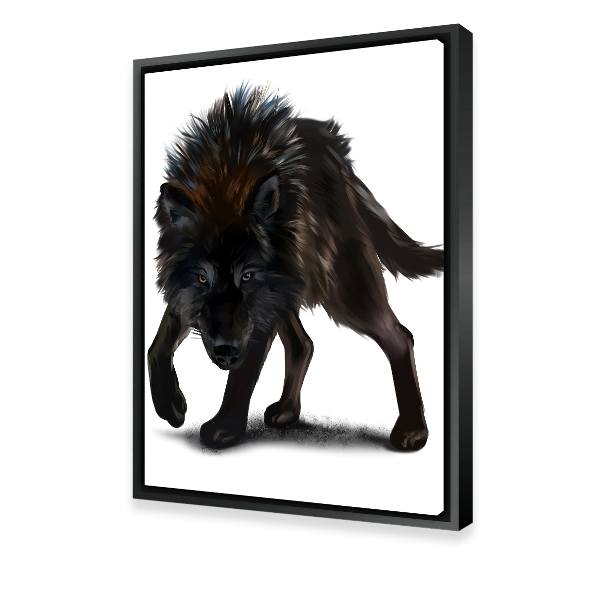 Aggressive Black Wolf Wall Art