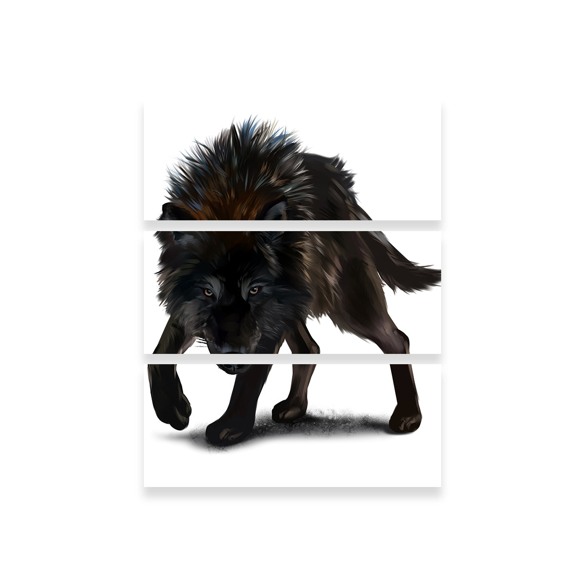 Aggressive Black Wolf Wall Art