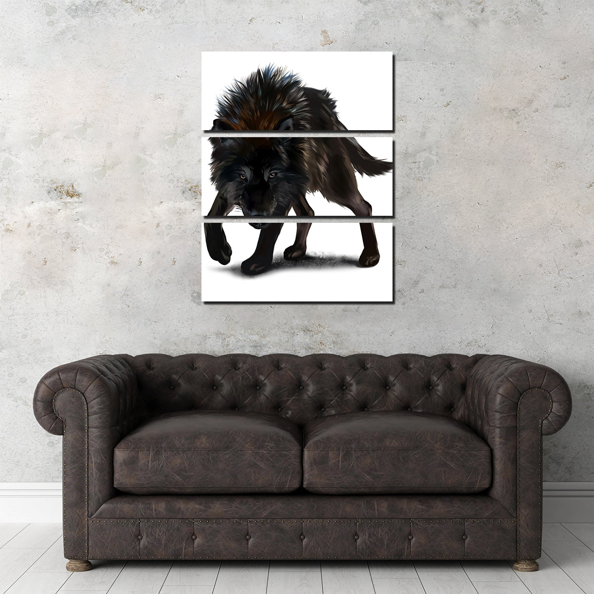 Aggressive Black Wolf Wall Art