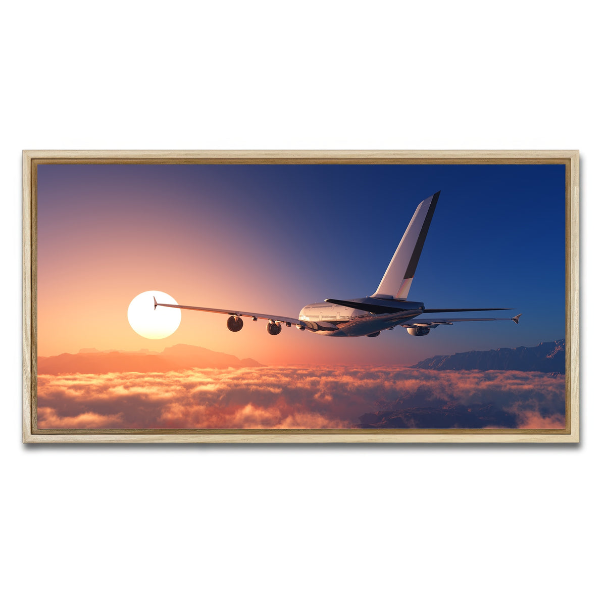AUTO-MOCKUP WHITE | Airplane above the clouds | 1 Piece | Natural Framed Canvas | group=2x1