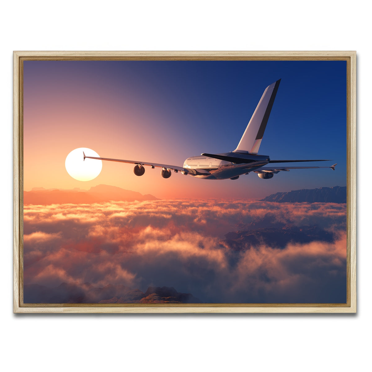 AUTO-MOCKUP WHITE | Airplane above the clouds | 1 Piece | Natural Framed Canvas | group=4x3