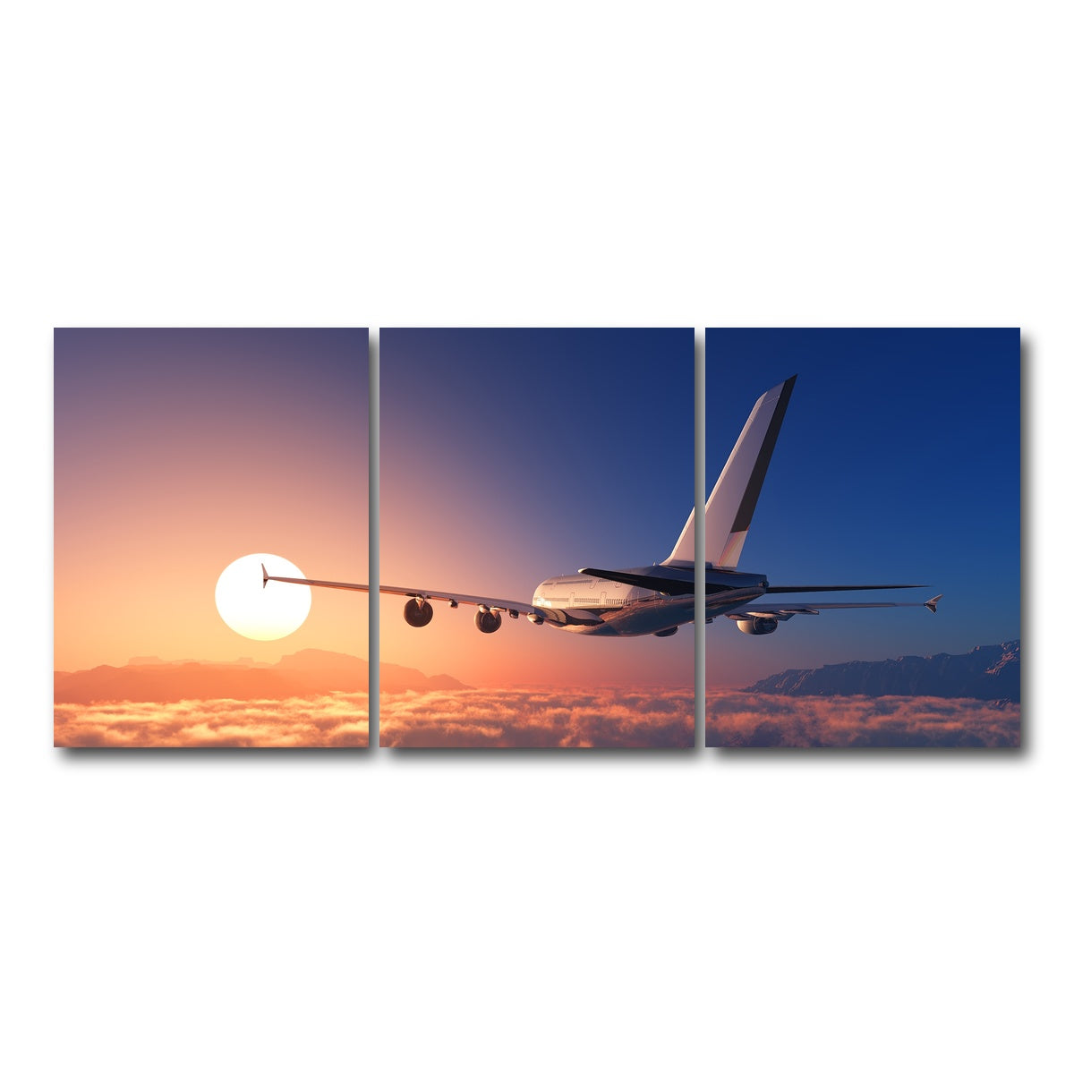 AUTO-MOCKUP WHITE | Airplane above the clouds | 3 Piece | Gallery Wrap Canvas | group=18x24