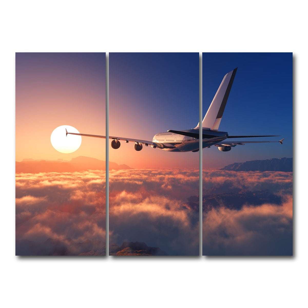 AUTO-MOCKUP WHITE | Airplane above the clouds | 3 Piece | Gallery Wrap Canvas | group=8x18