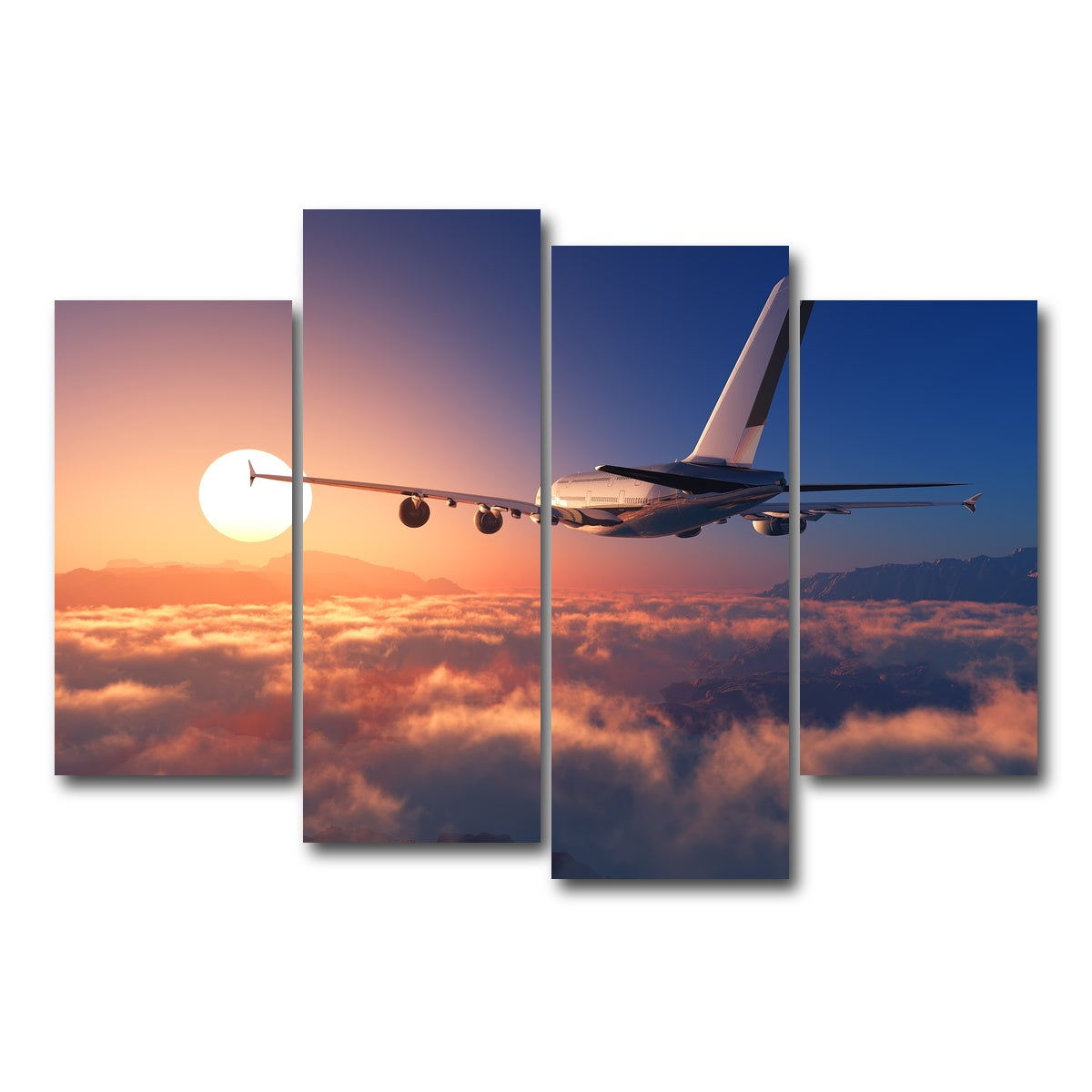 AUTO-MOCKUP WHITE | Airplane above the clouds | 4 Piece | Gallery Wrap Canvas | group=4_short