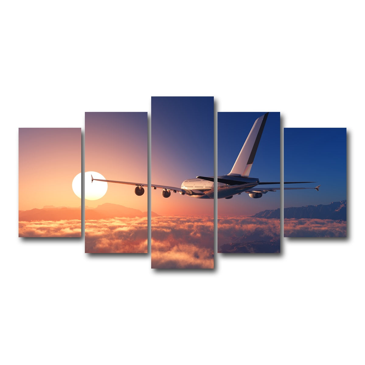 AUTO-MOCKUP WHITE | Airplane above the clouds | 5 Piece | Gallery Wrap Canvas | group=5_normal