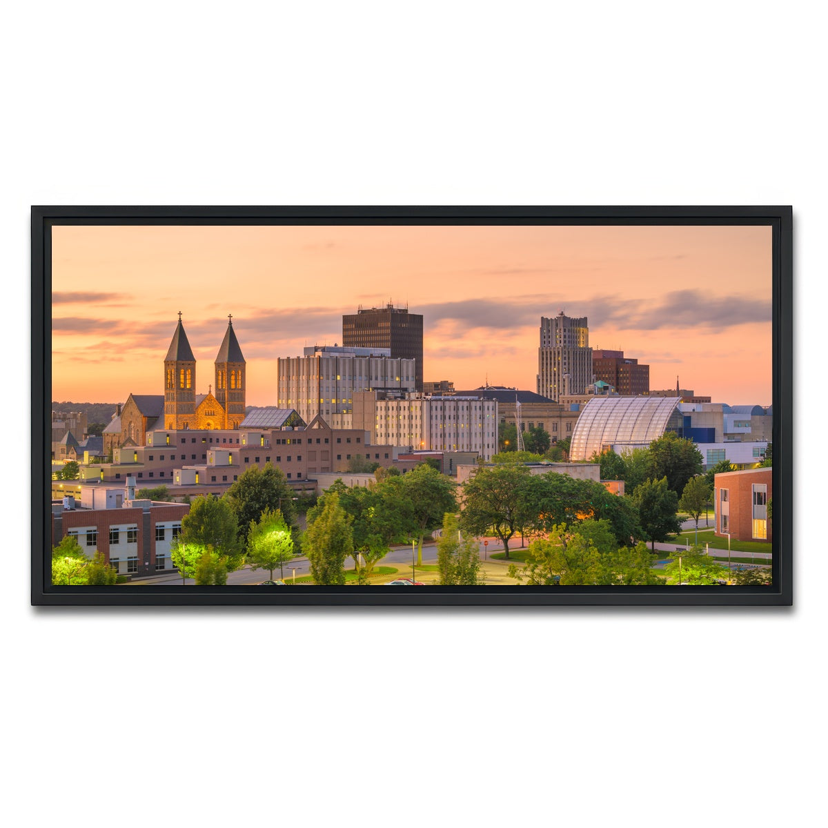 AUTO-MOCKUP WHITE | Akron Downtown Skyline | 1 Piece | Black Framed Canvas | group=2x1